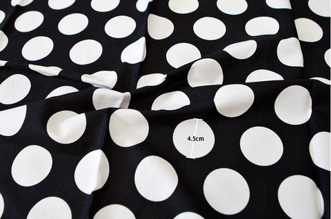 Big Dots Oxford Cotton Fabric - White Dots on Black - By the Yard NR