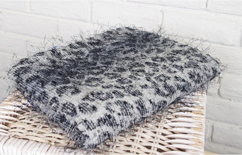 Leopard Hairy Knit Fabric - Black Leopard - 55