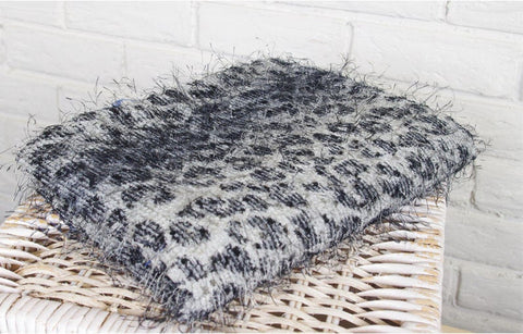 Leopard Hairy Knit Fabric - Black Leopard - 55" Wide - By the Yard 0300-0001