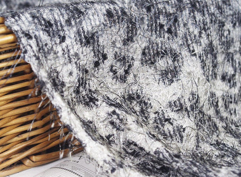 Leopard Hairy Knit Fabric - Black Leopard - 55" Wide - By the Yard 0300-0001