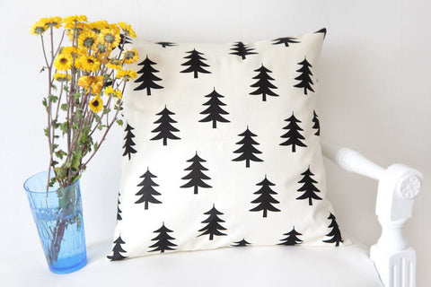 Trees Cotton Fabric, Black Trees Fabric, Oxford Cotton Fabric - By the Yard - 67981