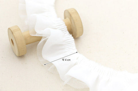 Gathered Chiffon Lace, White Lace, Trimming, Edging - By the Yard 38342 GJ