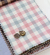 8 mm Pink Blue Plaid Cotton Fabric, Check Cotton Fabric - Fabric By the Yard 50529 46274-1