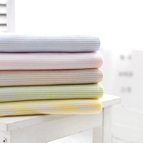 2 mm Stripe Cotton Knit, Stripe Jersey Knit, Stretchy Knit Fabric - Blue, Pink, Brown, Green or Yellow - 70 Inches Wide - By the Yard 5794-2