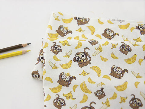 Monkeys and Bananas Cotton Fabric, Animal Cotton Fabric - Digital Printing - By the Yard 86279