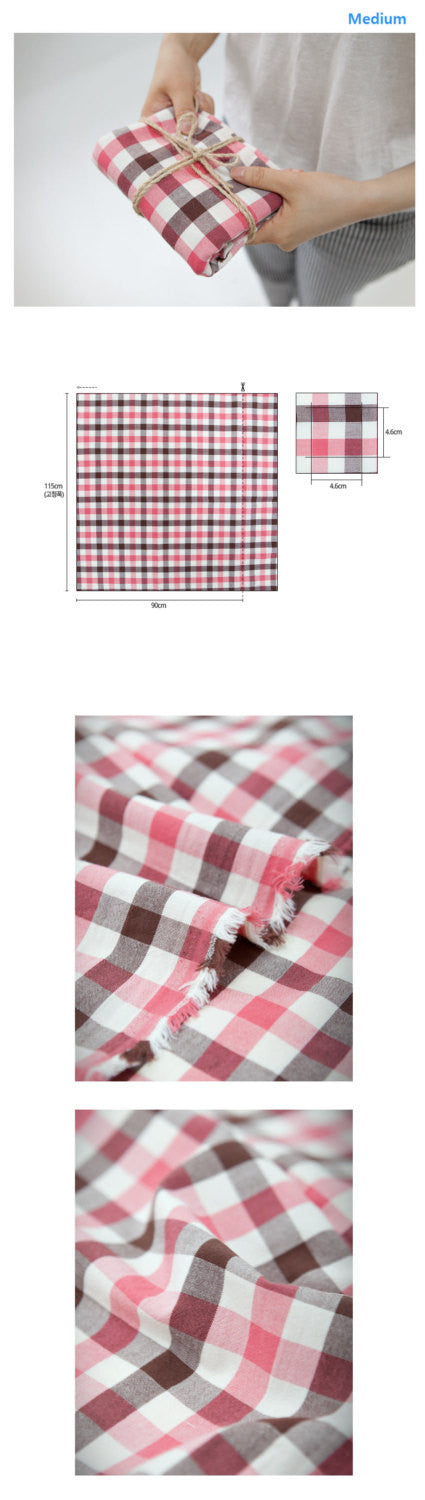 Pink Plaid Cotton Fabric - 3 Sizes - By the Yard 78461