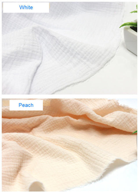 Wrinkled Cotton Gauze, Crinkle Gauze, Yoryu Gauze - White, Peach, Lemon, Apple Green or Melon  - 55" Wide - By the Yard 88010