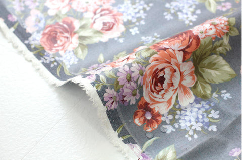 Laminated Cotton Fabric - Roses Laminated - Mint or Orange - By the Yard 87747