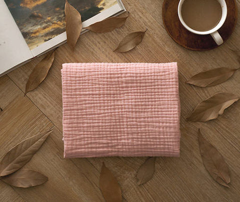 Wrinkled Cotton Gauze, Crinkle Gauze, Triple Layers - Pink - 57 Inches Wide - By the Yard 89629