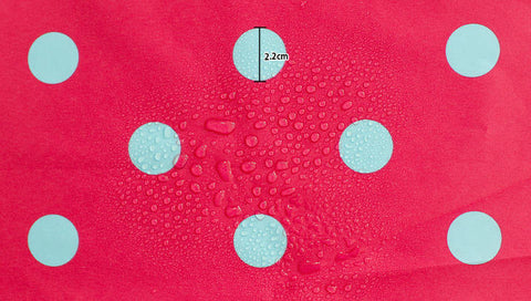 Waterproof Fabric 2.2 cm Sky Blue Dots on Red - By the Yard 89610 88210-1