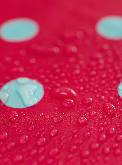 Waterproof Fabric 2.2 cm Sky Blue Dots on Red - By the Yard 89610 88210-1