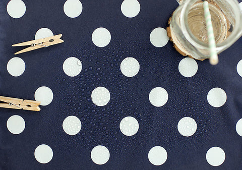 Waterproof Fabric 2.7 cm White Dots on Navy - By the Yard 89611