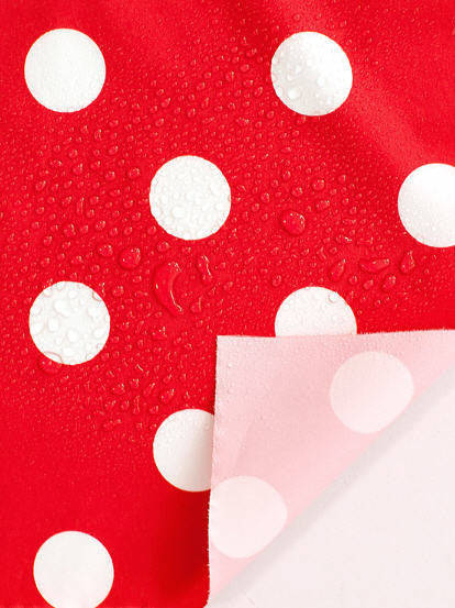 Waterproof Fabric 2.7 cm White Dots on Red - By the Yard 392967-2