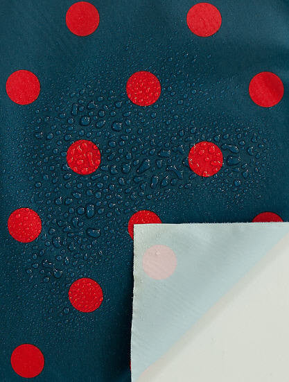 Waterproof Fabric 2.2 cm Red Dots on Navy - By the Yard 89613 392969-2