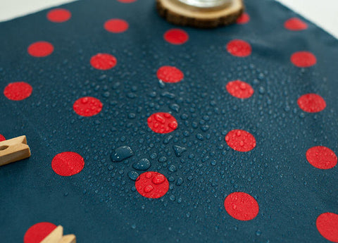 Waterproof Fabric 2.2 cm Red Dots on Navy - By the Yard 89613 392969-2