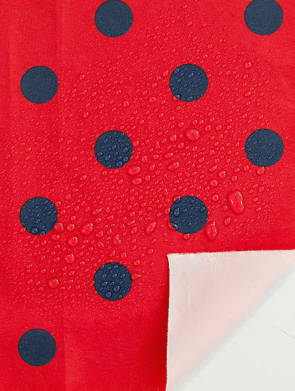 Waterproof Fabric 2.2 cm Navy Dots on Red - By the Yard 89614 392968-2