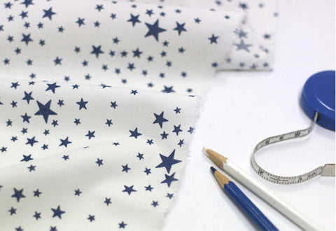 Stars Cotton Fabric - Blue Stars, White Stars or Blue Stripes - By the Yard 87281