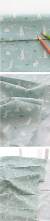 Bunny Cotton Fabric, Rabbit Cotton Fabric - Pink or Mint - By the Yard 90486