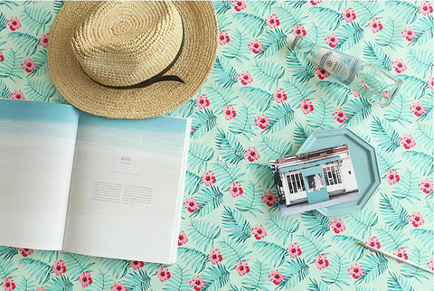 Hibiscus Flowers Waterproof Fabric, Hawaiian Waterproof, Aloha Waterproof - 59 Inches Wide - By the Yard 90587